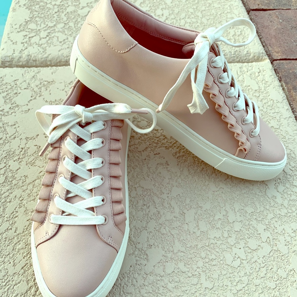 Ruffle Sneaker Shell Pink Tory Sport by Tory Burch